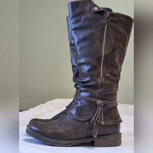 Patrizia Chocolate Brown Tall Slouchy Riding  Boot Sz 8 Vegan